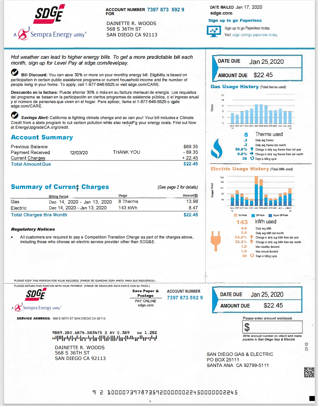 CA-加利福尼亚州-SDGE-UtilityBill