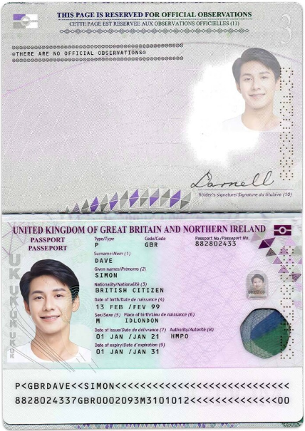 英国最新版Passport护照PSD模板/Photoshop/PS