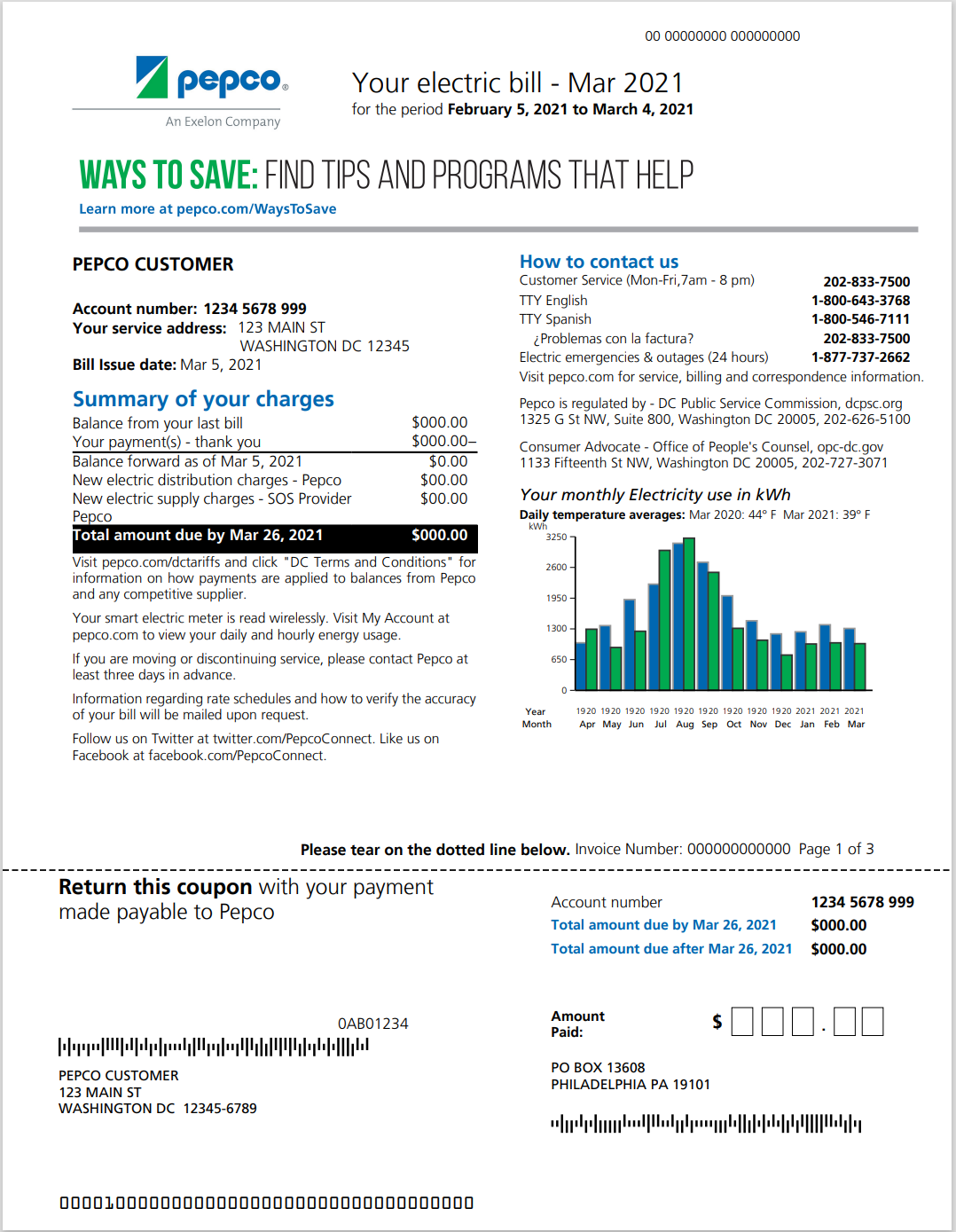 DC-华盛顿-电力PEPCO-DC-Invoice-Sample