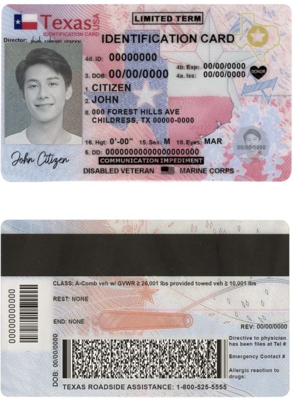 美国德克萨斯州ID Card-PSD