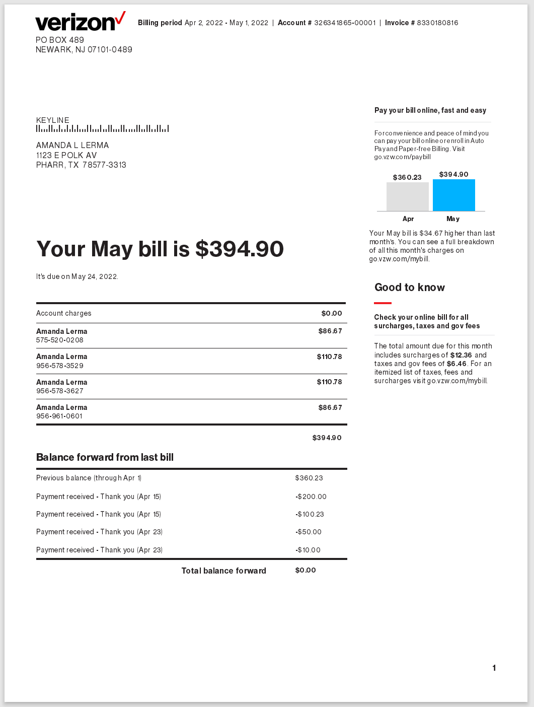 TX-德克萨斯州-Verizon-576504314-Bill-PDF