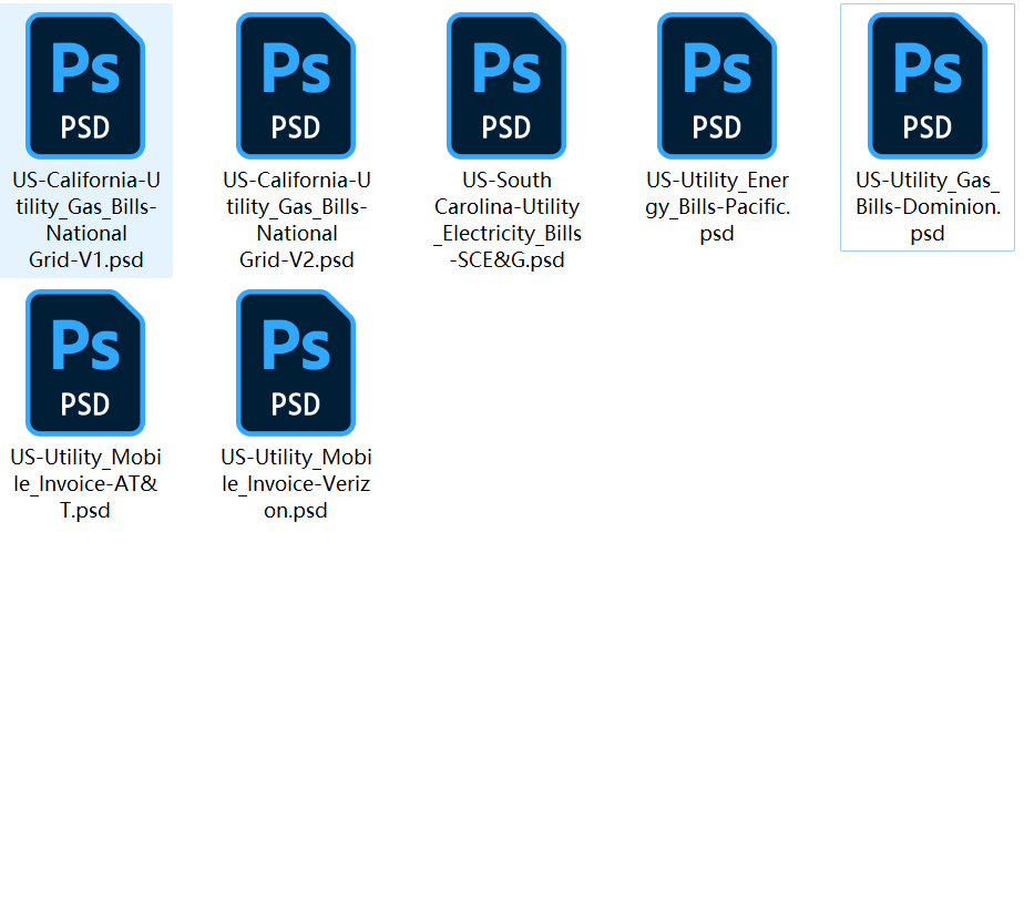 美国水电费账单资源包Utility Bills水电费账单KYC地址证明PSD模板