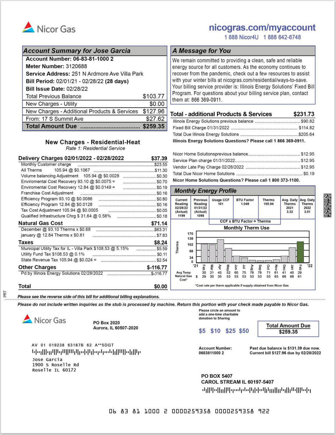 IL-伊利诺伊州-Nicor-Gas-Bill