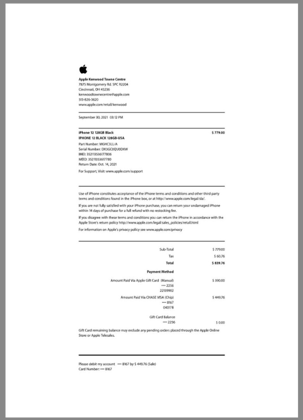 官网苹果手机购物账单/KYC地址证明pdf/word模板