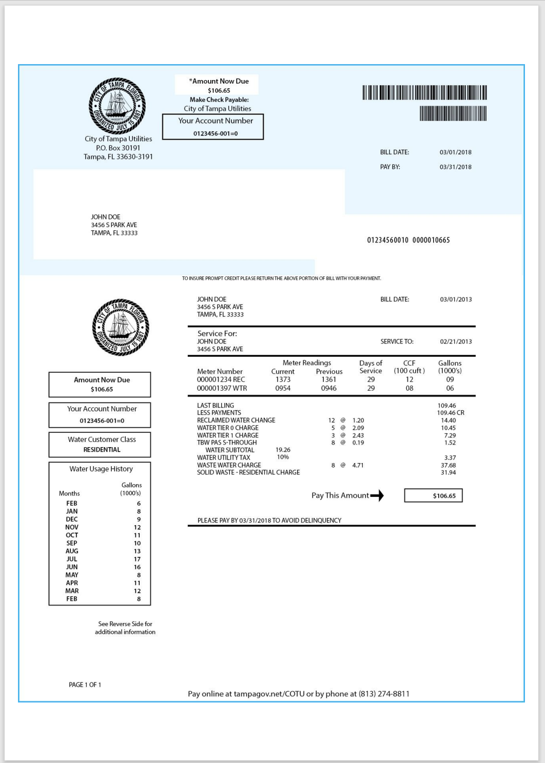 FL-佛罗里达州-water-utility-bill