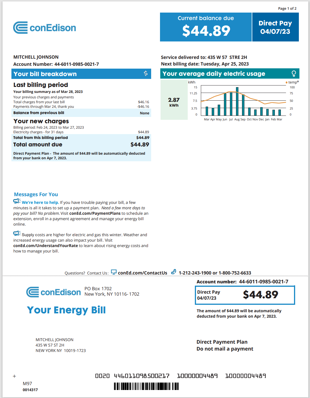 NY-纽约州-EconEdison纽约-electricity-bill