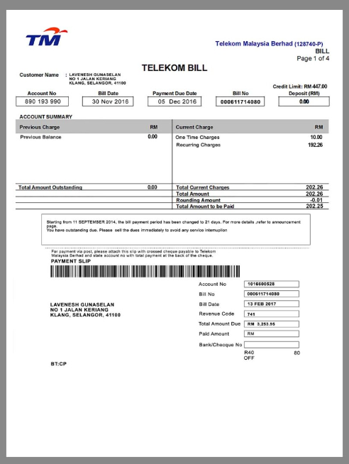 Telekom马来西亚话费账单psd/ps模板