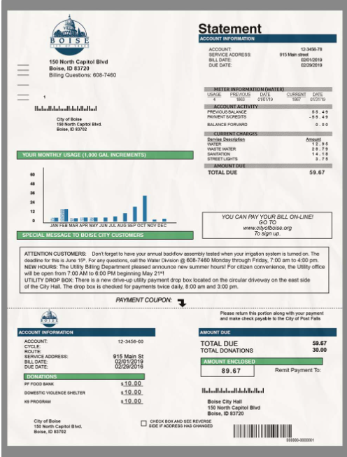 美国爱达荷水电费账单/KYC地址证明PS/PSD模板