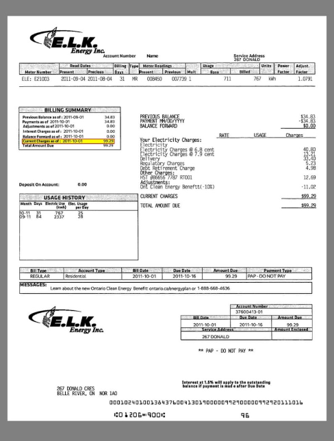 加拿大Canada ELK Energy Utility Bills水电费账单/KYC地址证明psd模板